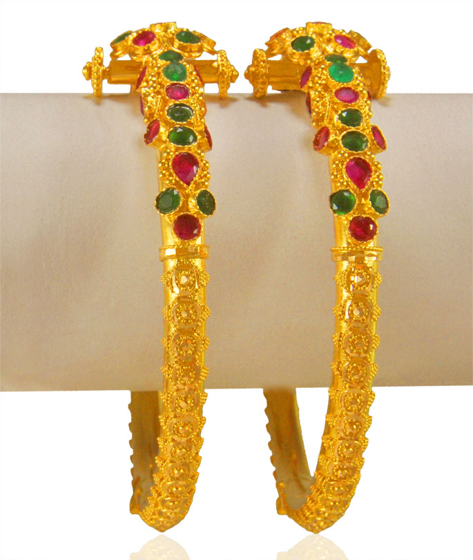 22KT Gold Stones Kada