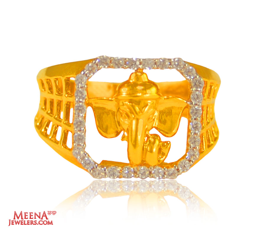 22K Gold Mens Ganeesha Ring