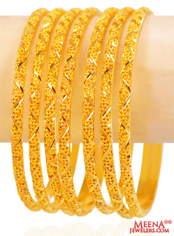 22Kt Gold Designer Bangles (7 pc)