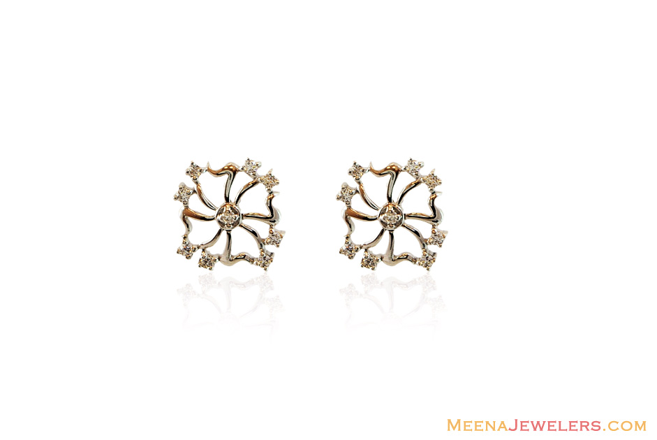 18Kt White Gold Floral Earrings