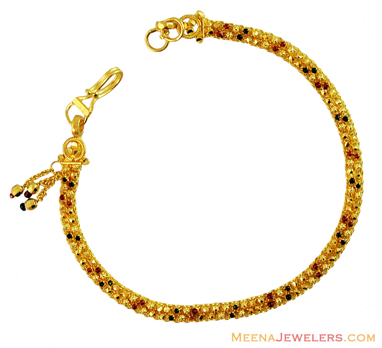Fancy Gold Meenakari 22k Bracelet brla14491 Ladies 22k Gold