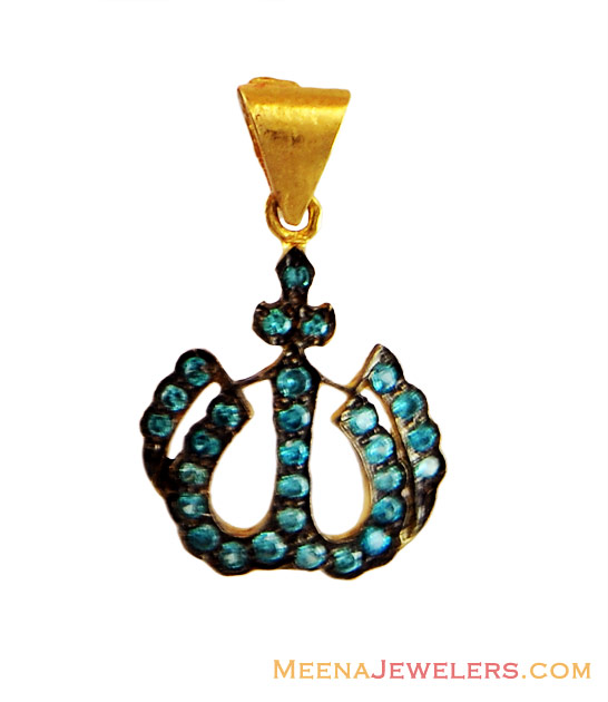 22K Gold Studded Allah Pendant
