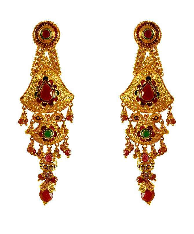 22K Gold Long Earrings