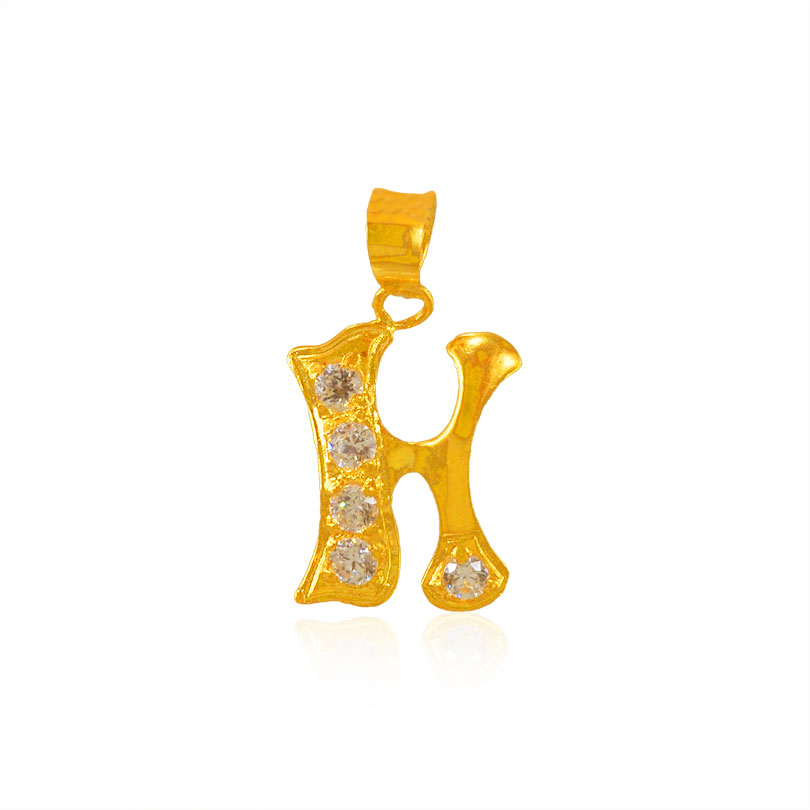 22K Gold Pendant with Initial (H)