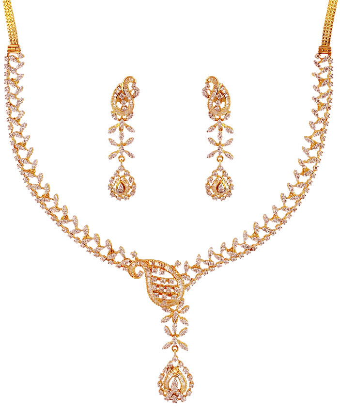 18K Gold Diamond Necklace Set