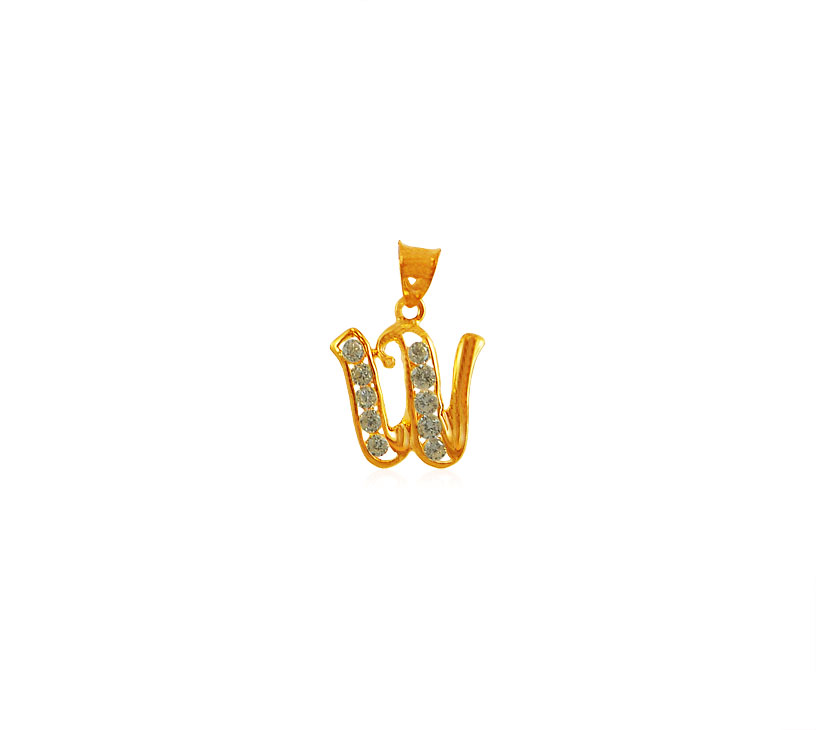 Gold Pendant with Initial (W)