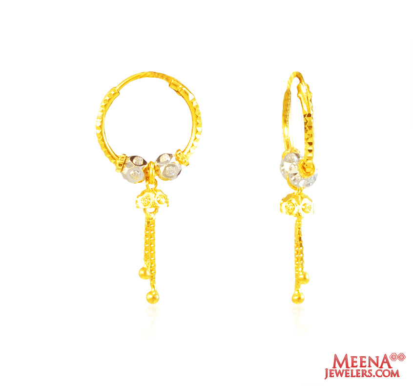 22Kt Gold Two Tone Hoop Earrings
