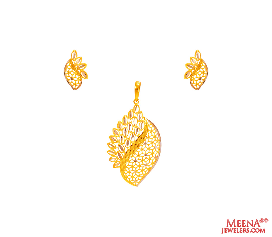 22Kt Gold Two Tone Pendant Set