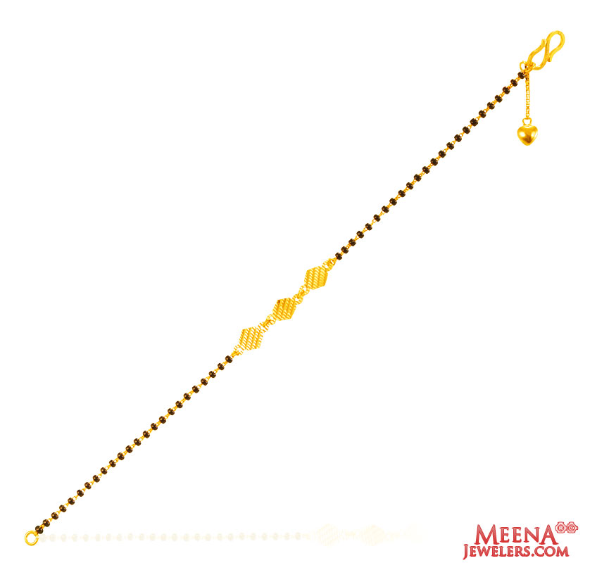 22Kt Gold Black Beads Bracelet