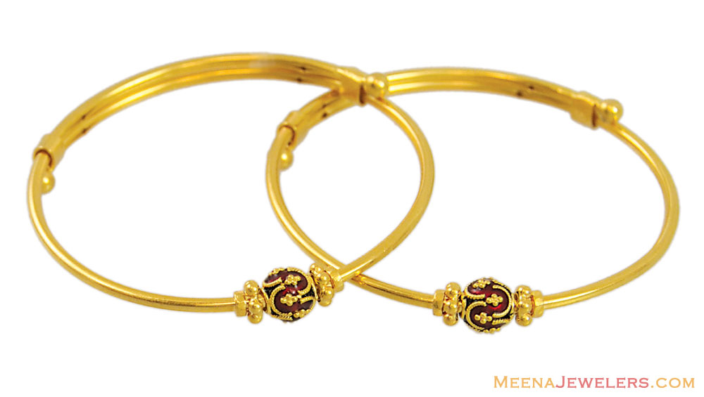 Meenakari Baby Bangle (22K Gold) BjBa11400 22K Gold baby bangles (2