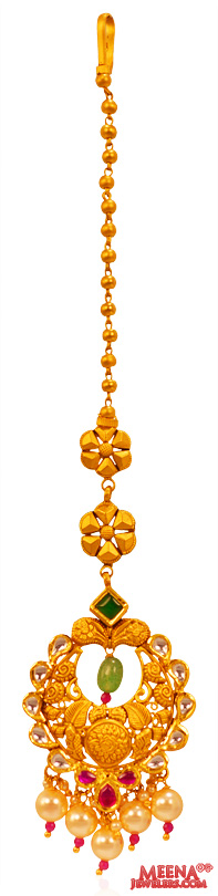22Kt Gold Antique Maang Tikka