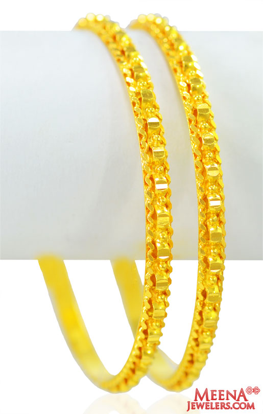 22KT Gold Filigree Bangles (2pcs)