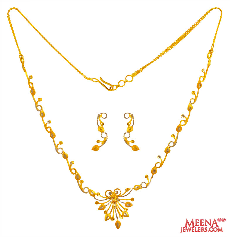 22 Kt Two Tone Gold Necklace Set