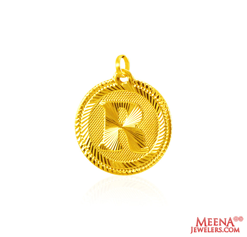 22Kt Gold Initial Pendant (R)
