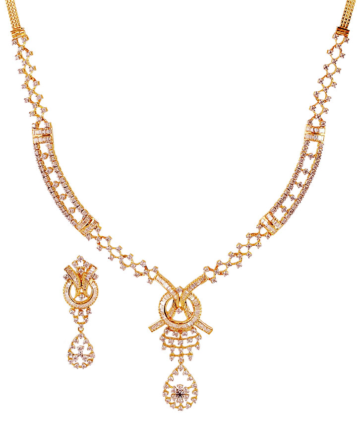 18K Gold Diamond Necklace Set