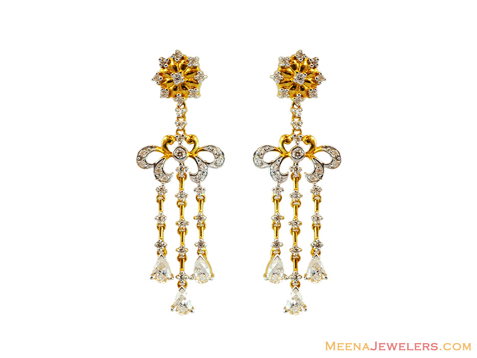 Floral Designed Two Tone Earrings 