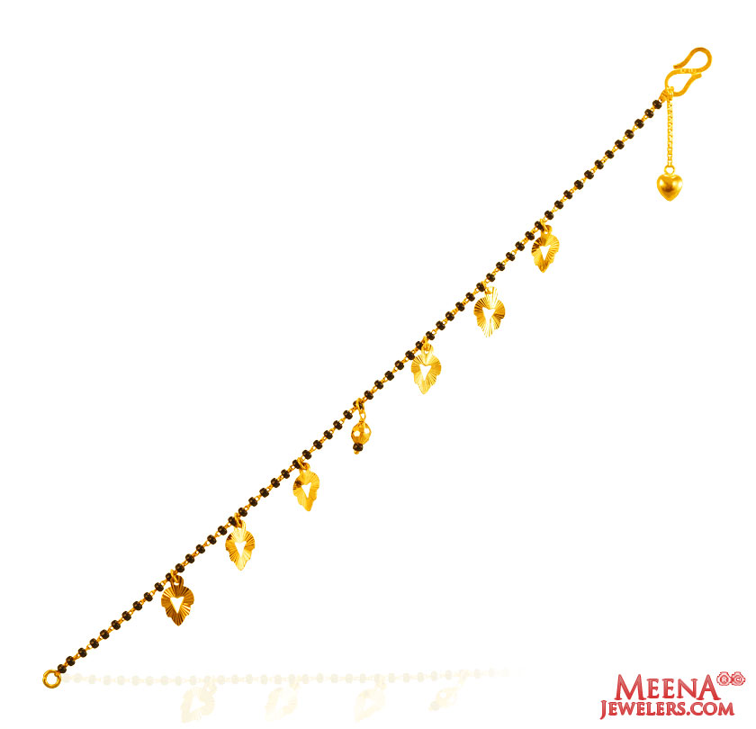 22Kt Gold Black Beads Bracelet