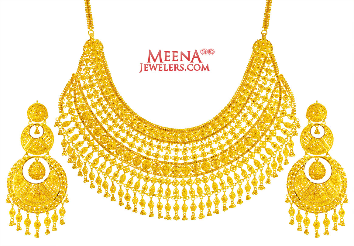 22Kt Gold Necklace Earring Set