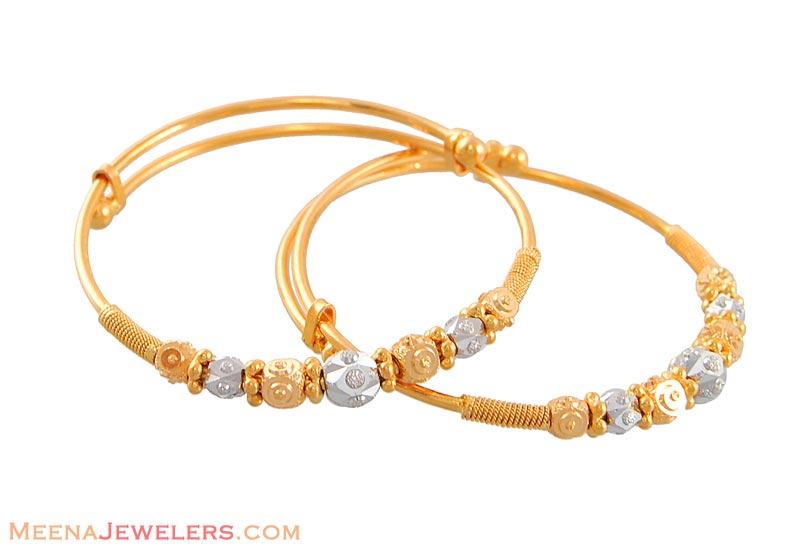 22Kt Two Tone Baby Bangles BjBa4988 22Kt Gold Two Tone Baby Bangles