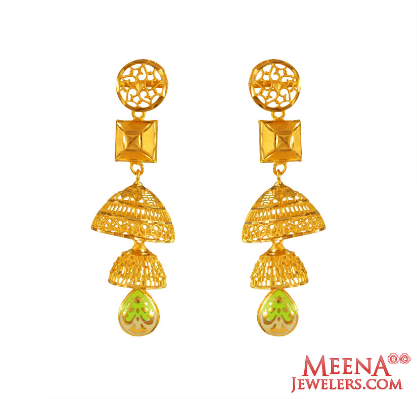 22kGold layered Chandelier Earrings