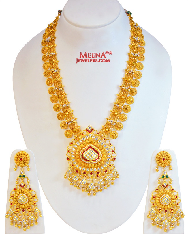 22Kt Gold Antique Necklace Set(Long