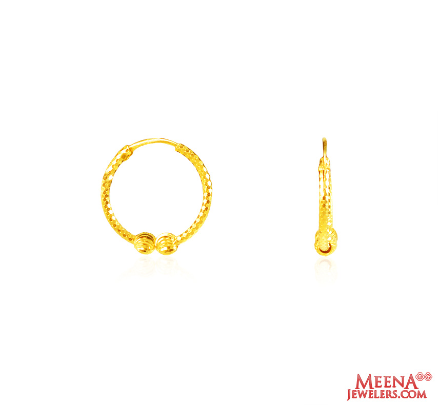 22Kt Gold Fancy Hoop Earrings