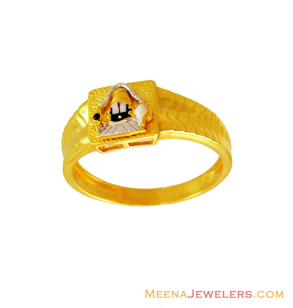 Balaji Ring (22Karat) - RiMs13316 - US$ 395 - 22Kt Gold Two Tone Mens ...