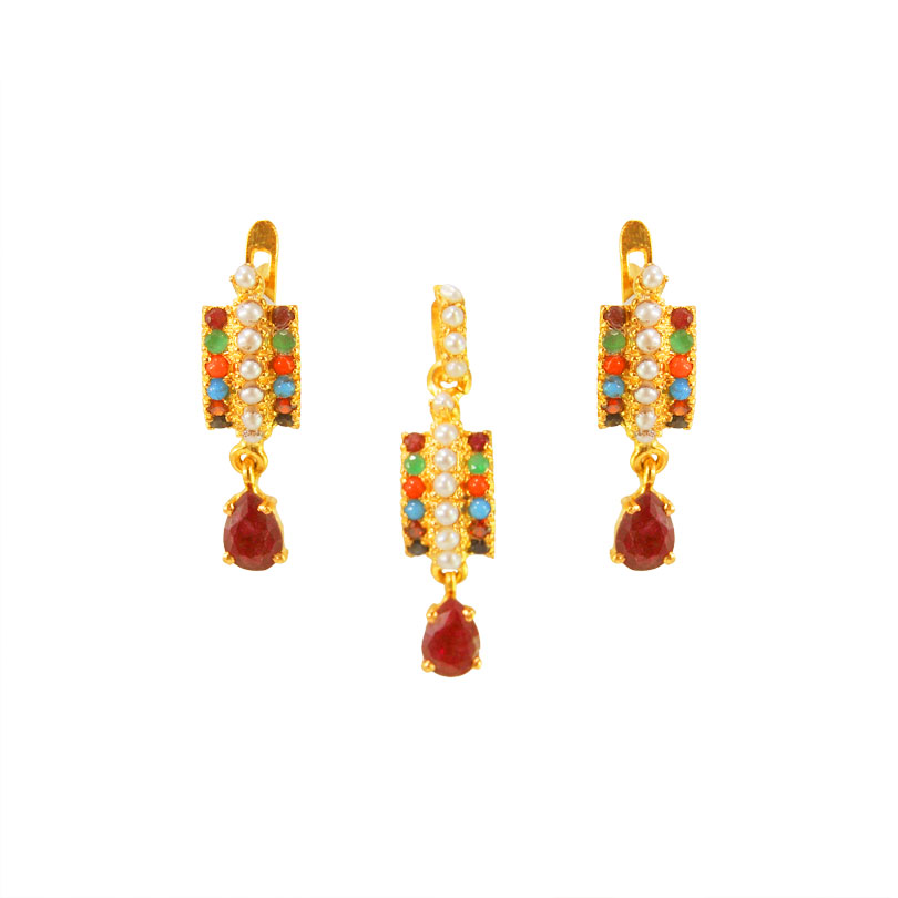 22Karat Gold Muti Stone Pendant set