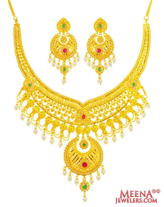 Necklace Earring Set 22K Gold