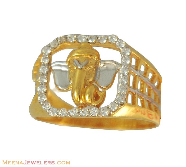 22k Mens Ganpati 2 Tone Ring