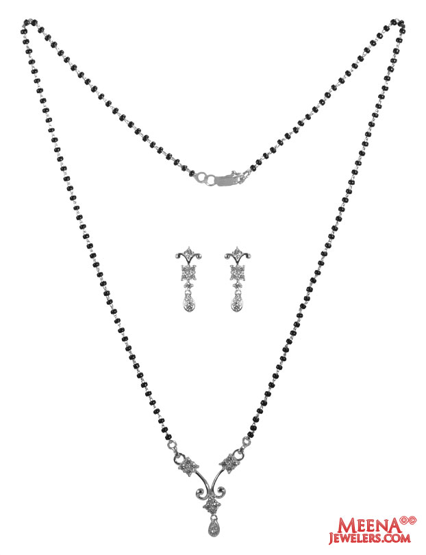 22 kt white gold Mangalsutra Set
