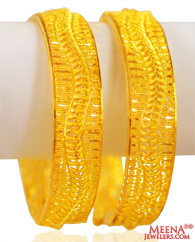 22k Gold Filigree Kada (2Pcs)