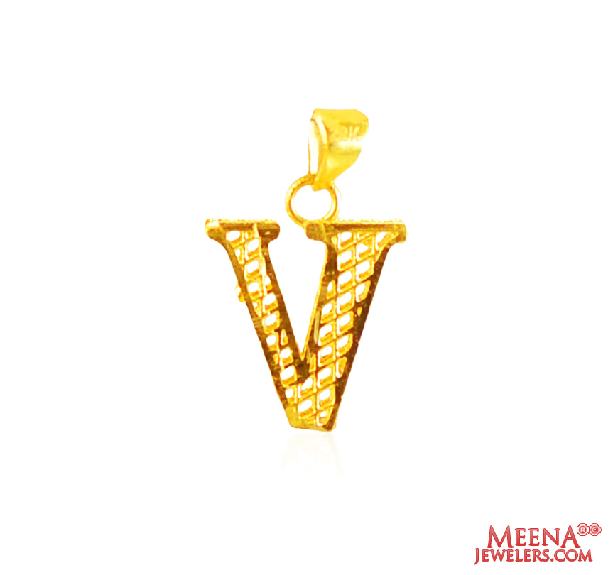 22Kt Gold Initial Pendant (V)