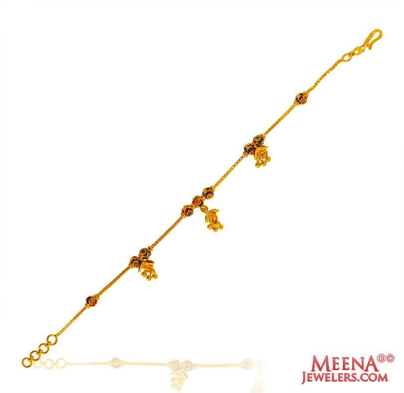 22KT Gold Meenakari Girls Bracelet 