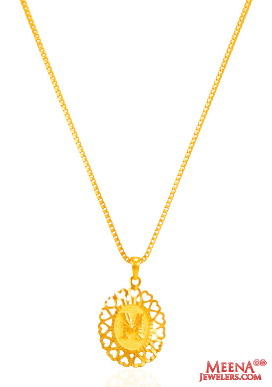 22K Gold Initial Pendant (Letter M)