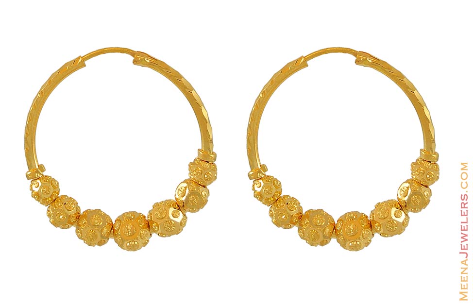 22k Gold Hoop Earrings ErHp6422 22Kt Gold Hoop Earrings with