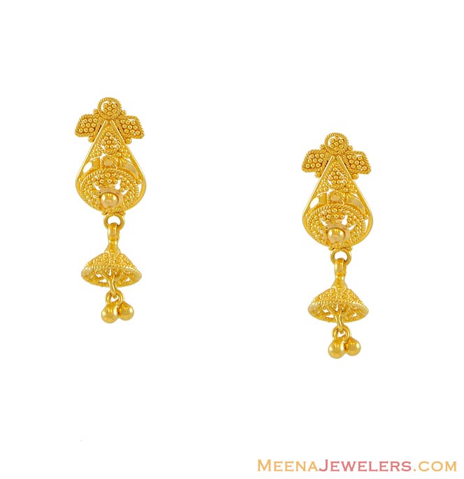 22K Designer Hanging Earrings - ErFc7934 - 22k designer filigree gold ...