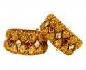  [ Antique Bangles > 22kt Gold Designer Kada (2Pc)  ]