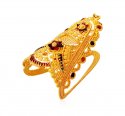  [ Ladies Gold Ring > 22K Meenakari Vanki Ring    ]