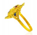  [ Ladies Gold Ring > 22 K Gold Meenakari Ring   ]