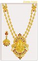  [ Gold Designer Sets > 22K Gold Long Temple Jewelry Set  ]