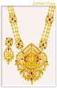  [ Gold Designer Sets > Temple Patta Haar Set 22K  ]