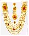  [ Gold Designer Sets > 22K Bridal Layered Necklace Set  ]