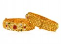  [ Antique Bangles > 22kt Gold Antique Karas (2 Pcs)  ]