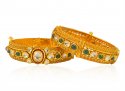  [ Antique Bangles > 22KT Gold Antique Designer Kada 2Pc  ]