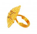  [ Ladies Gold Ring > 22K Meenakari Circle Ring   ]