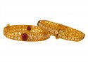  [ Antique Bangles > 22kt Gold Antique Karas (2 Pcs)  ]