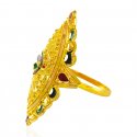  [ Ladies Gold Ring > 22Kt Gold Meenakari Ring   ]