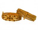  [ Antique Bangles > 22k Gold Designer Antique Kada(2Pc)  ]