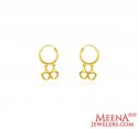 22K Gold Heart Hanging Earrings - Click here to buy online - 262 only..